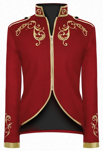 British Style Men Embroidered Flower Suit White / Blue / Red Male Wedding Dance Party Coat Singer Stage Performance Dress Blazer