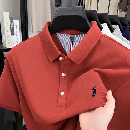 High end designer brand short sleeve polo shirt men's summer breathable trend golf pony embroidery business casual Paul T-shirt