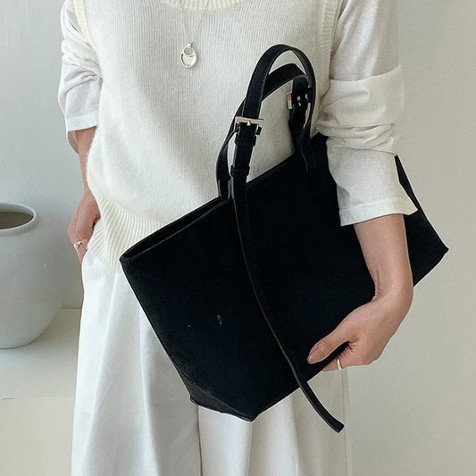Retro Faux Suede Tote Women Bag Large Capacity Shoulder Bags for Women 2026 Matte Texture Designer Handbags and Purses Shopper