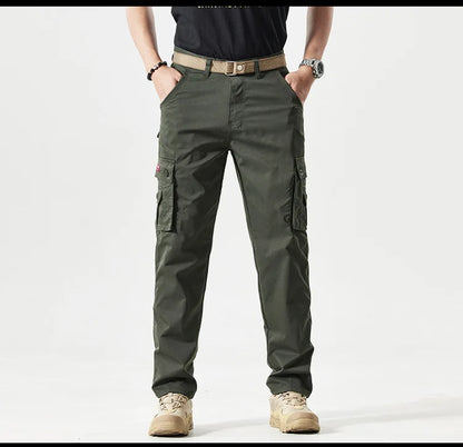 Autumn Work Pants Men Multi-pockets Cargo Trousers Casual Wear-resistant Workwear Spring Straight Pant Outdoor Hiking Trousers