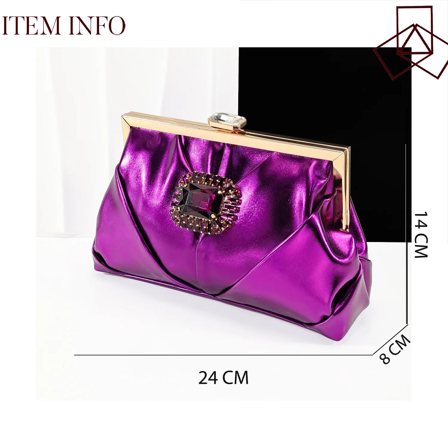 2025 Nigerian Heel Party for Women Purple Color Shoes and Bag Set Rhinestone Handbag Italian Design Wedding