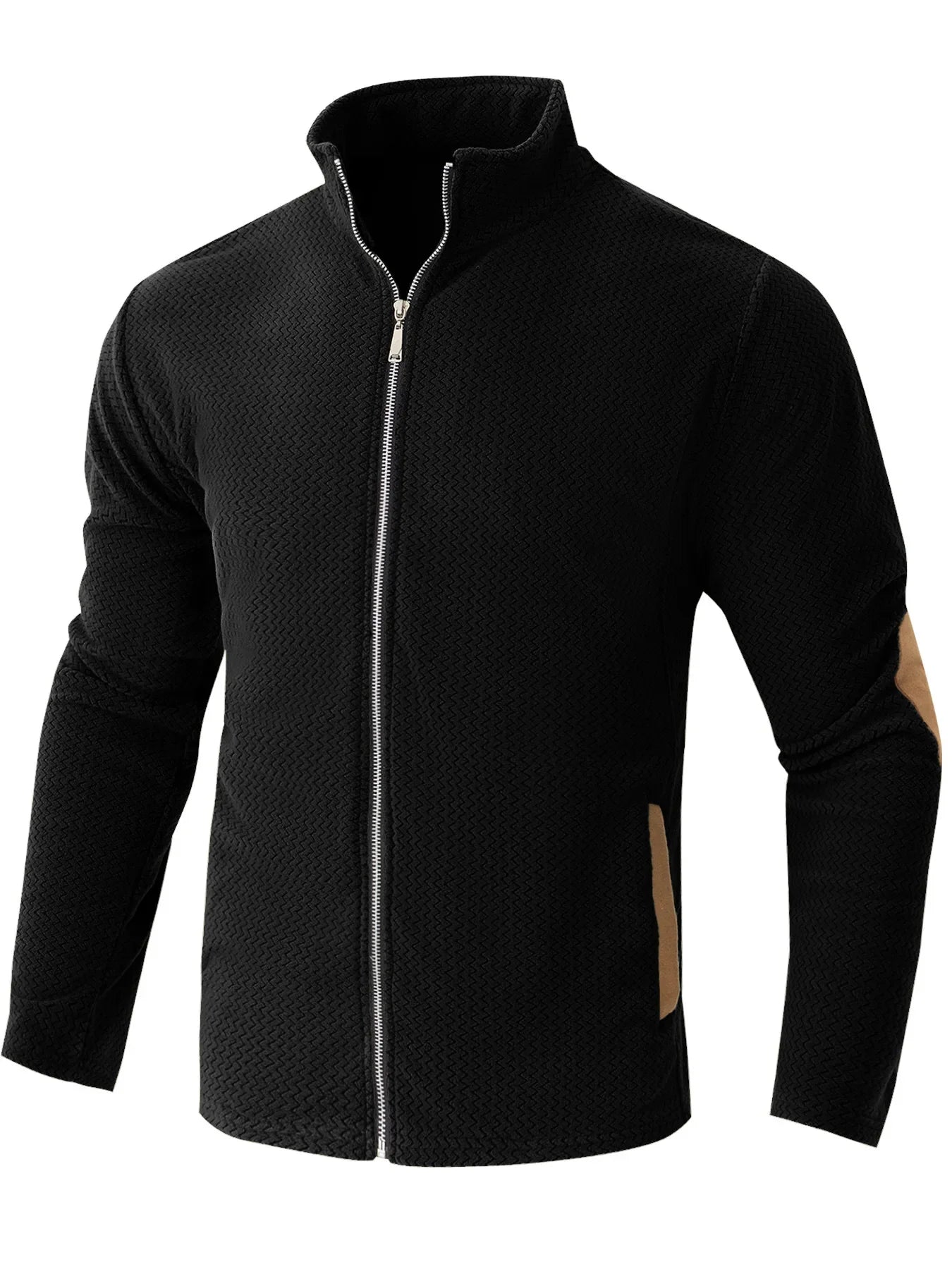 Autumn Winter Men's Stand Collar Casual Zipper Jacket  Double-Sided Fleece Warm Coat Outdoor Splice Long Sleeve Cardigan Mens