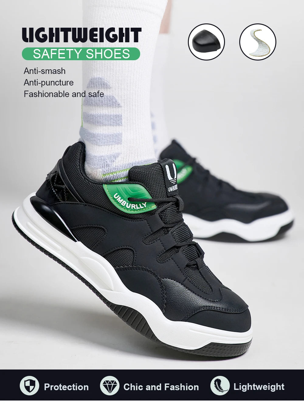 Fashion 2025 New Work Shoes Men Steel Toe Anti Smashing Indestructible Sneakers Splicing Design Comfortable Male Footwear