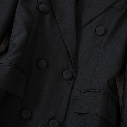 Slimming Black Suit Jacket Women's Midi Length Waist-Cinching Spring Fashion Elegant High-End Feelings Business Casual Coat