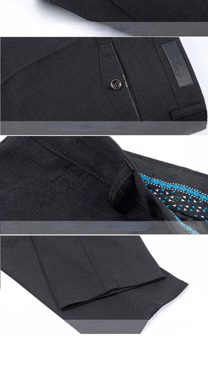 Autumn Thick  Summer Thin Casual Pants Men Straight Formal Long Trouser Adult Solid Color Flat Design Suit Pant Business RIYBEOE