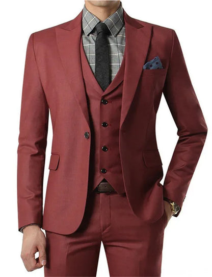 Grey Wedding Men Tuxedos Stand Collar Suit Men's Business Office Slim Fit Good Quality Male Suits 3 Pieces Sets
