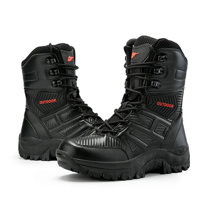 High Quality Men's Brand High-Top Leather Boots Breathable Desert Combat Men's Boots Outdoor Shoes Non-slip Hiking Ankle Boots