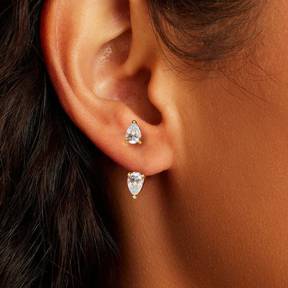 4cttw Pear Cut Moissanite Stud Earrings 925 Sterling Silver Sparkly Waterdrop Diamond Ear Jacket Earring for Women Jewelry Gift