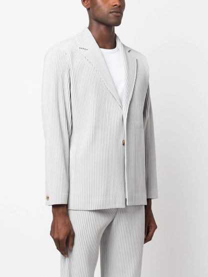 Miyake Pleated Men New Office Black Blazer Luxury High Fashion Suits Partially Lined Autumn Winter Coat