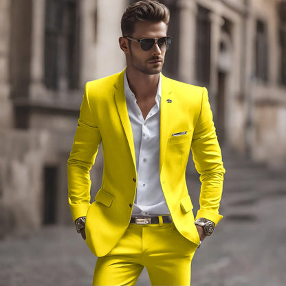 Summer White Men Suits Two Piece Fashion Notch Lapel Single Breasted Suit Slim Fit Elegant Smart Casual Groom Wedding Tuxedo