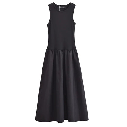 Knitted Dresses 2025 Woman Sleeveless Black Long Dress Women Bodycon Summer Solid Dresses One Pieces Midi Casual Dresses