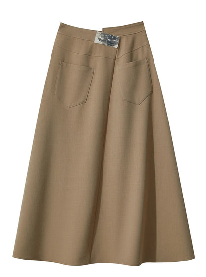 Minimalist Autumn New Commuter Asymmetrical Oblique Placket Split Skirt Non Ironing Anti Wrinkle A Shape Skirt 12551003