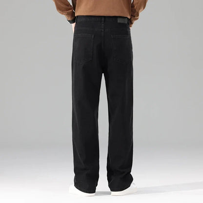 New Autumn Jeans Men Black Casual Baggy Trousers Classic Straight Comfortable Wide Denim Trousers Male Brand Clothing
