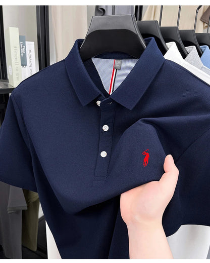 Luxury brand short sleeve men polo shirt summer ice silk breathable high-end pony embroidery design casual business Paul T-shirt