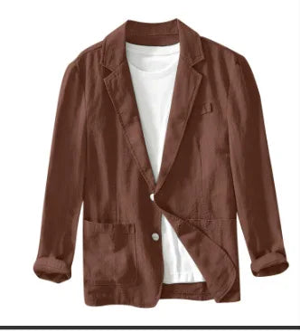 Men's Casual Suit Single-layer Jacket Solid Color Cotton And Linen Casual Fashion Men's Top