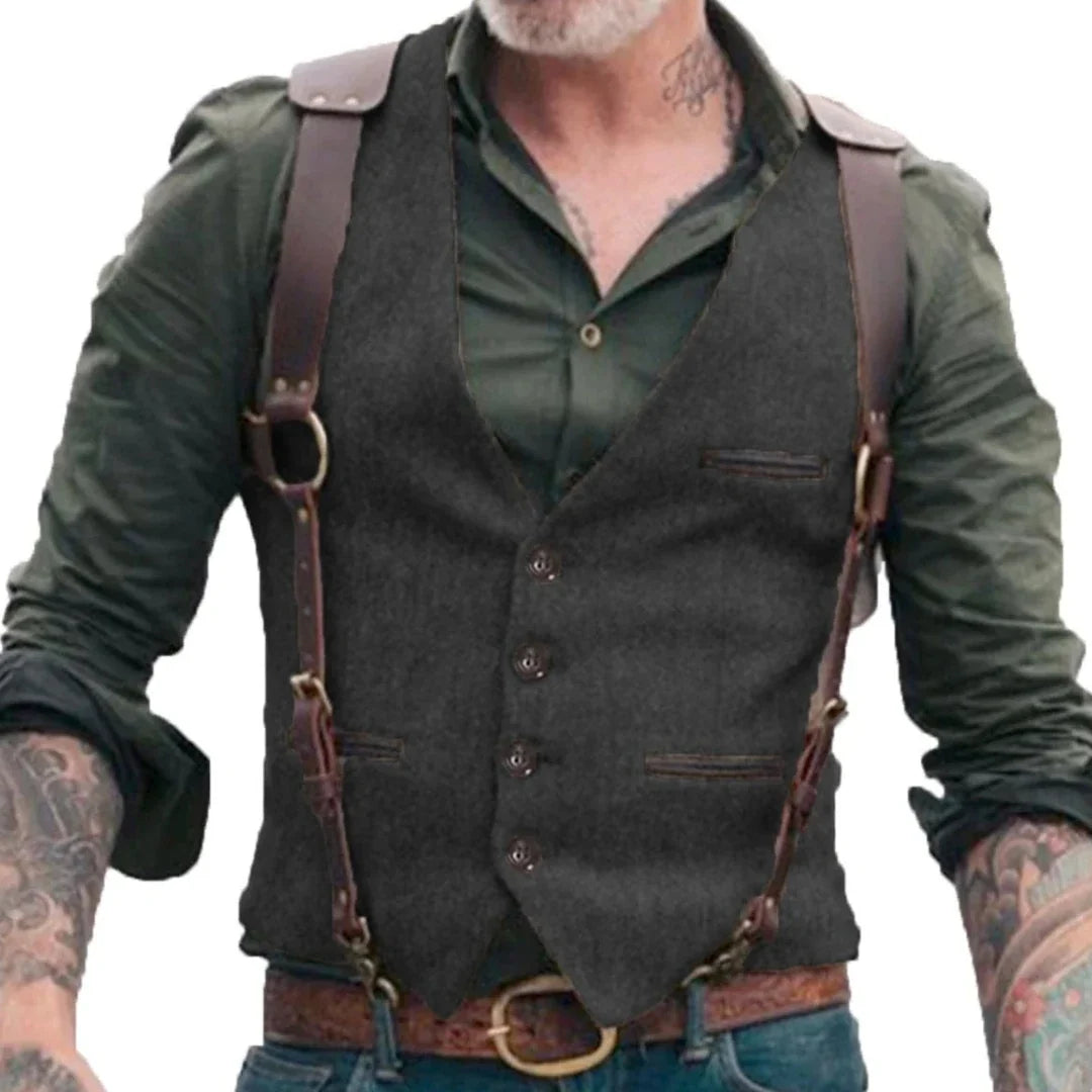 Men Vest Brown V-neck Single Button Solid Waistcoat For Wedding Birthday Banquet Business Casual Daily Men Suit Vest
