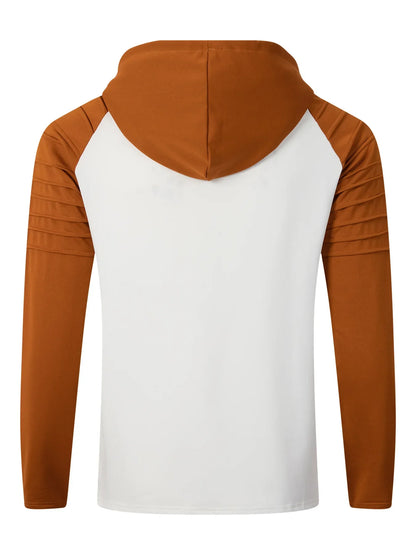 Solid Color Hoodie Muscle Men's Clothing,New Style Men's T-shirt Top. Pleated Hood. Street Style Long-sleeved POLO shirt S-XXXL