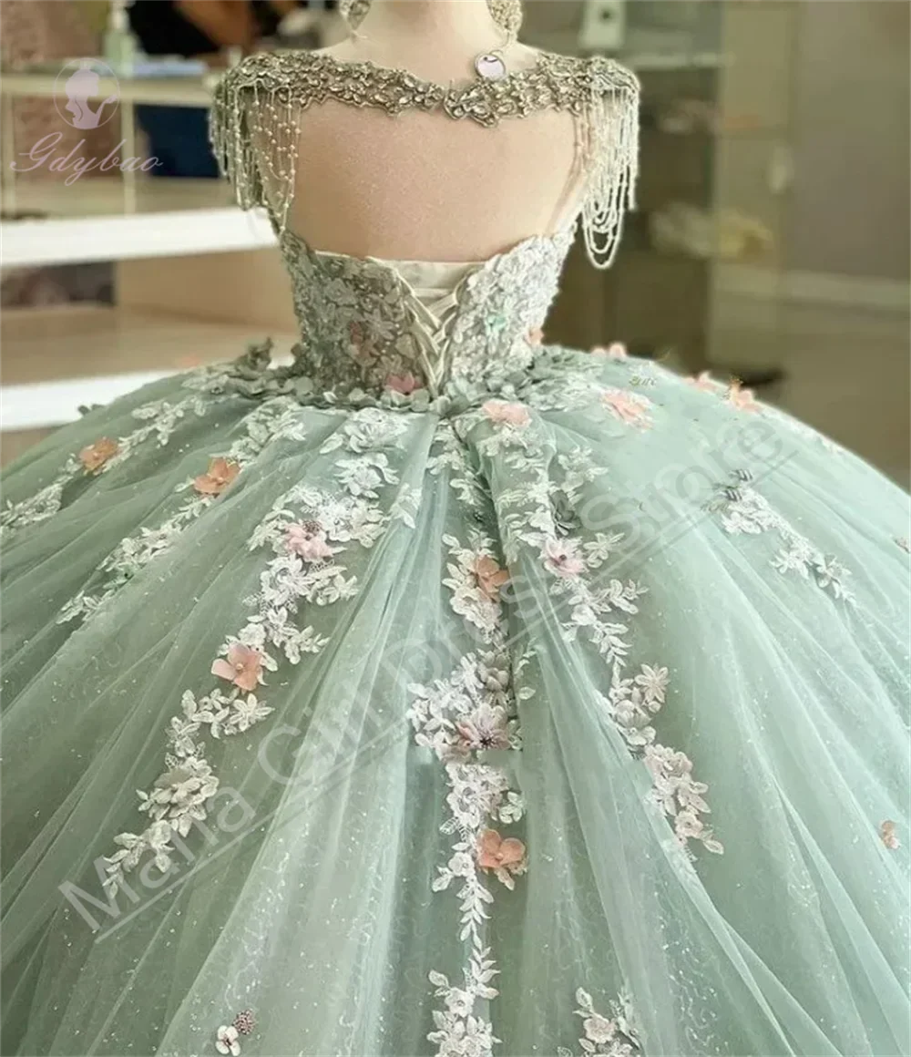 Beautiful Flower Girl Dresses Fluffy Mesh For Wedding Beaded Floral Lace Appliques Kids Pageant Gowns Customize