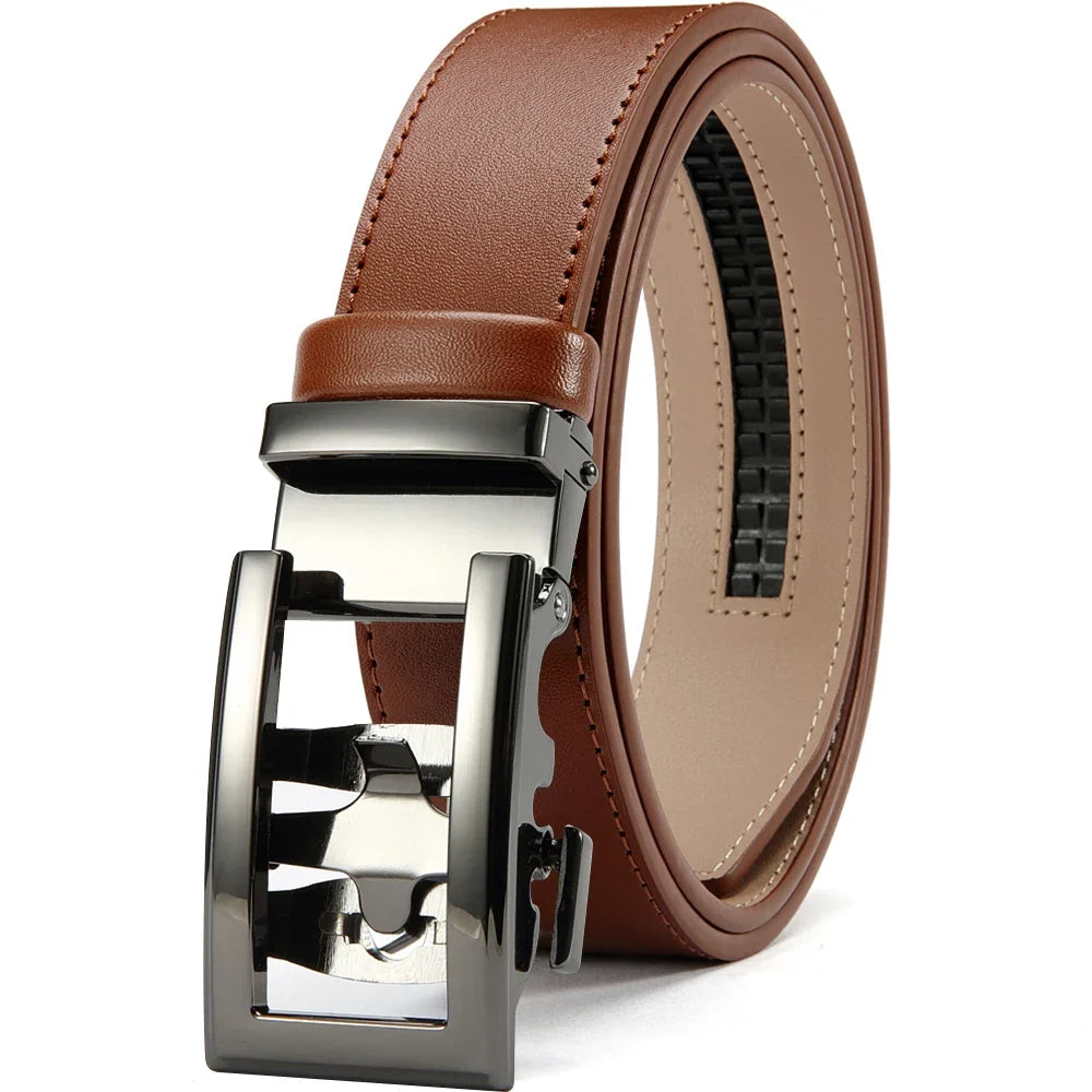 DOOPAI New Mens Belt Hollow Automatic Mens Belt Genuine Leather Luxury Belt  For Men Belt Male Strap Male Metal Automatic Buckle