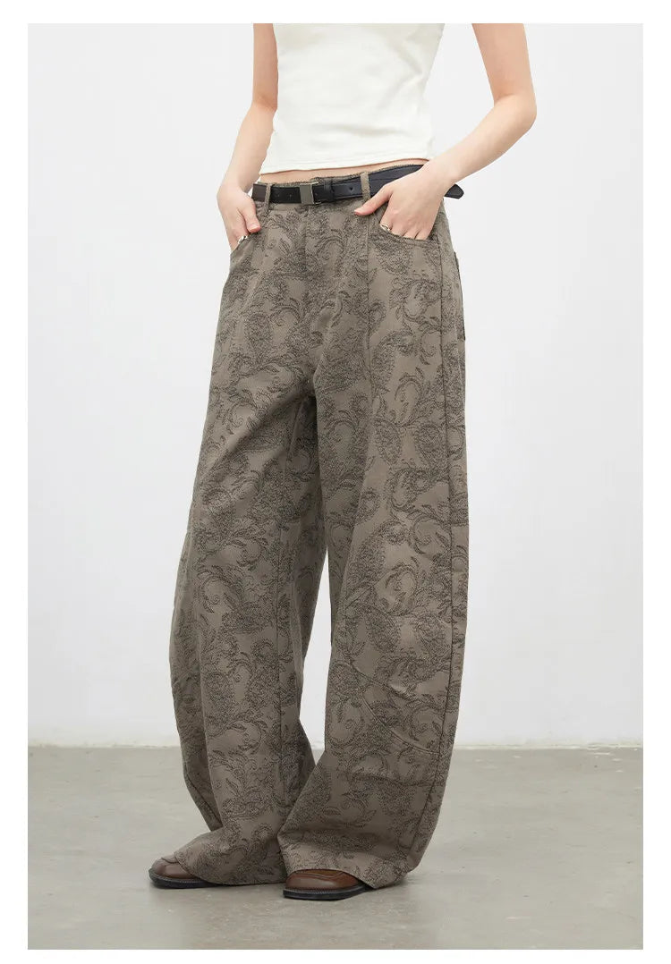New Women Jeans Loose Casual High Waist Wide Leg Denim Pants Paisley Female Trousers Spring Autumn 2026