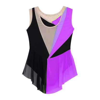 Kids Girls Sparkly Rhinestone Ballet Jersey Leotard Dress Toddler Gymnastics Artistic Figure Skating Dance Leotards Costume