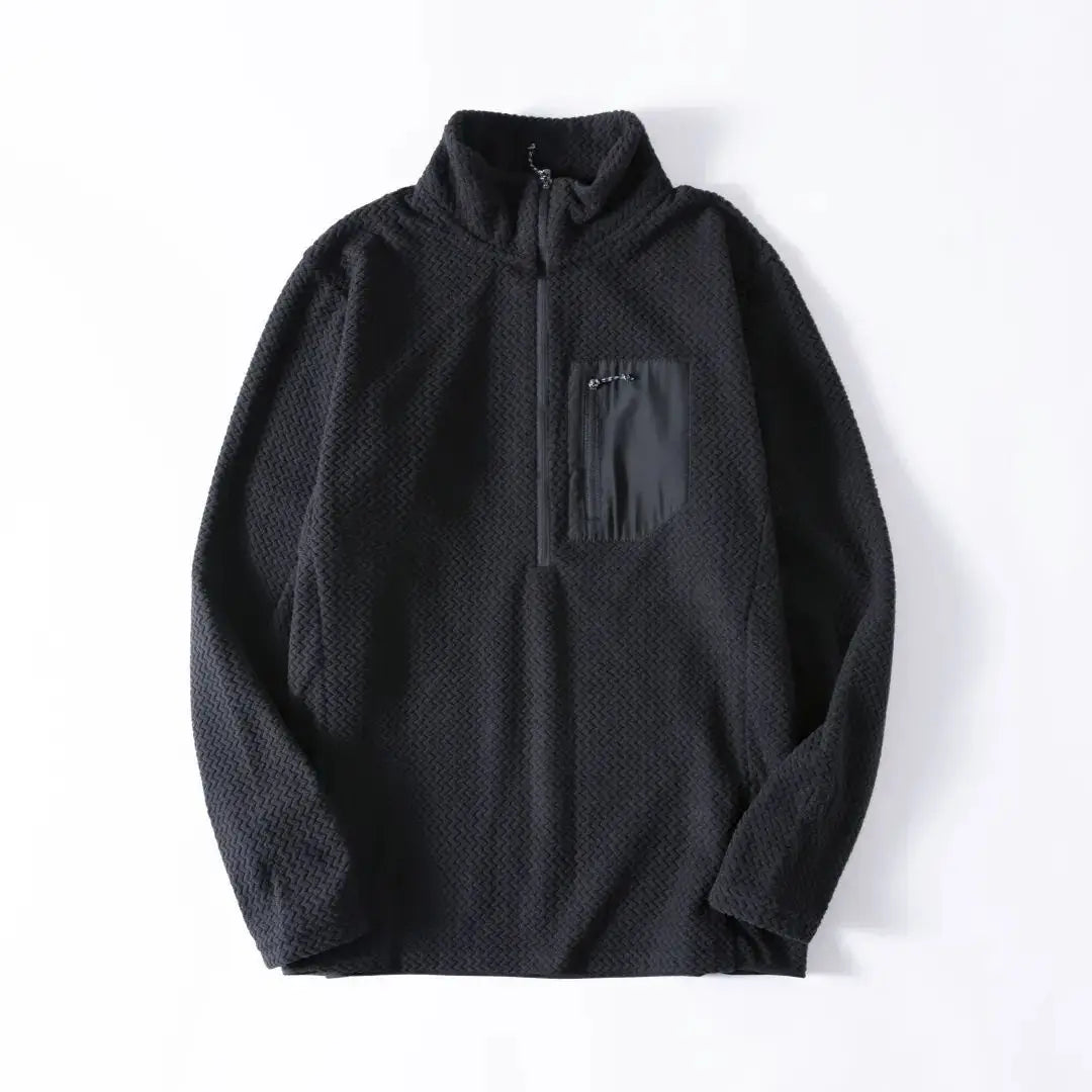 New Comfortable and Thick Men's and Women's Sports Semi-zipper Fleece Sweatshirt with Wavy Fleece and Long-sleeved Sweatshirt