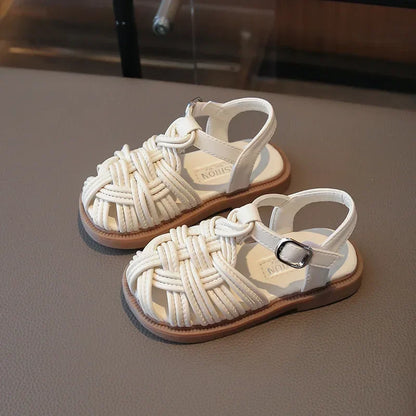 New Sandals Summer Children's Woven Casual Baby Shoes Girls Beach Shoes Slipper Baby Girl Shoes Size 22-31