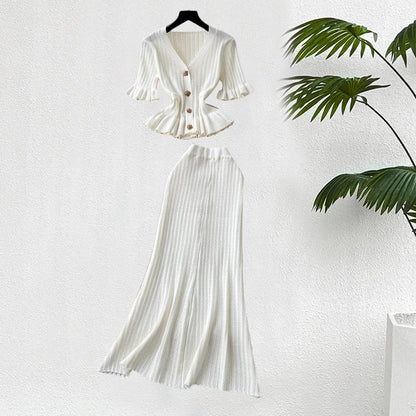 Brand Fashion One-piece Knitted Maxi Dress Women Elegant V-neck Ruffled Slim Waist Bodycon Sweater Dress Party Vestido