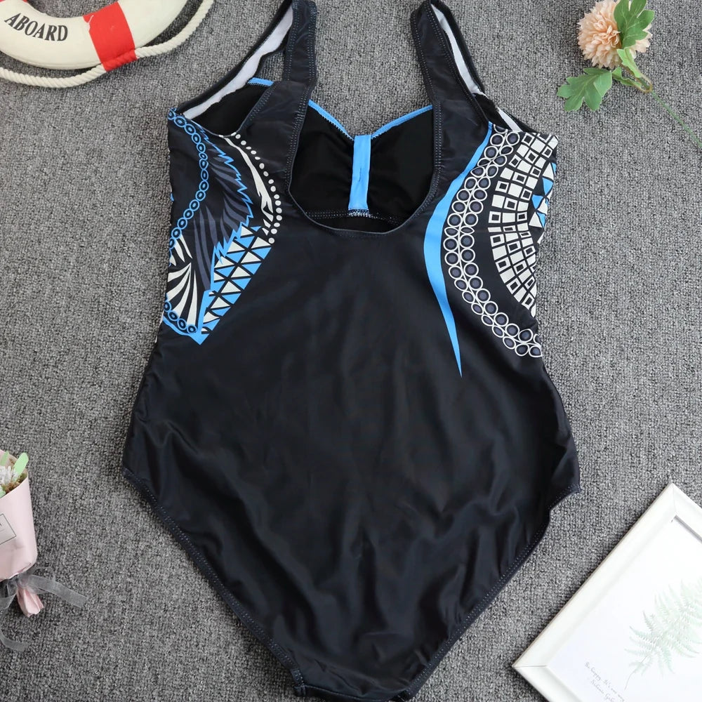 2024 Vintage One Piece Swimsuit Women Swimwear Tummy Control Monokini Sexy Bodysuit Print BathingSuit Female Beachwear Plus Size