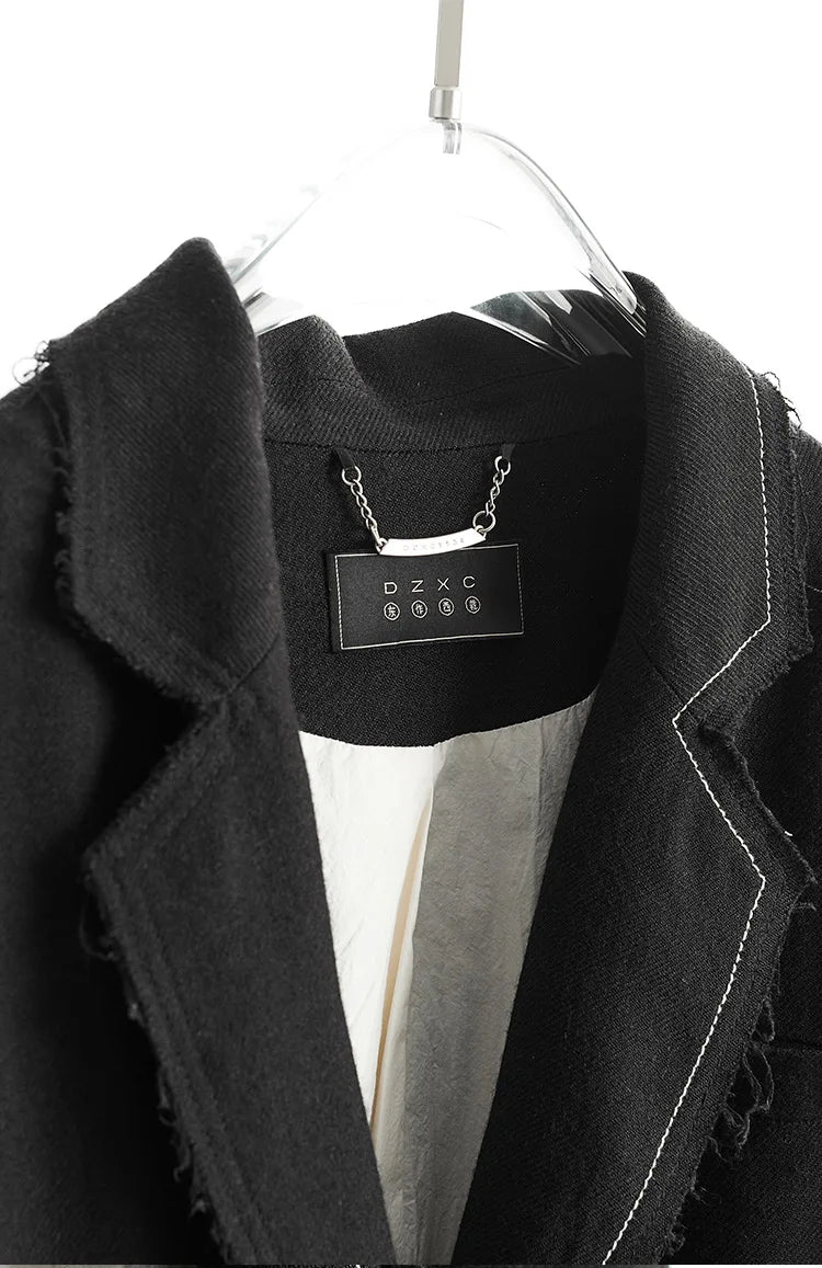 Designer Style~Fake Two-Piece Fringed Fringe Oversized Jacket Women's Casual Loose Blazer 2026 Spring New Style