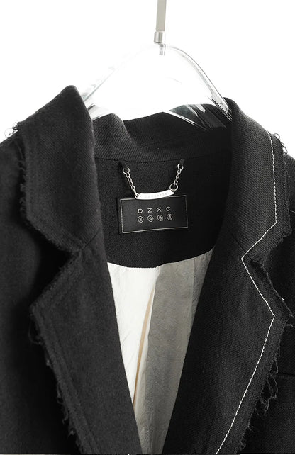 Designer Style~Fake Two-Piece Fringed Fringe Oversized Jacket Women's Casual Loose Blazer 2026 Spring New Style