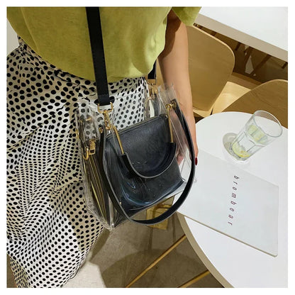Fashion Transparent Women Shoulder Bag Jelly Candy Summer Beach Handbag for Female Messenger Bags Bolsa Totes Bucket Bag