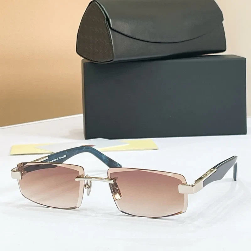 High Quality THE ARTIST II Rectangle Rimless Sunglasses Gradient Germany Design UV400 for Men Women Classcical Vintage Glasses