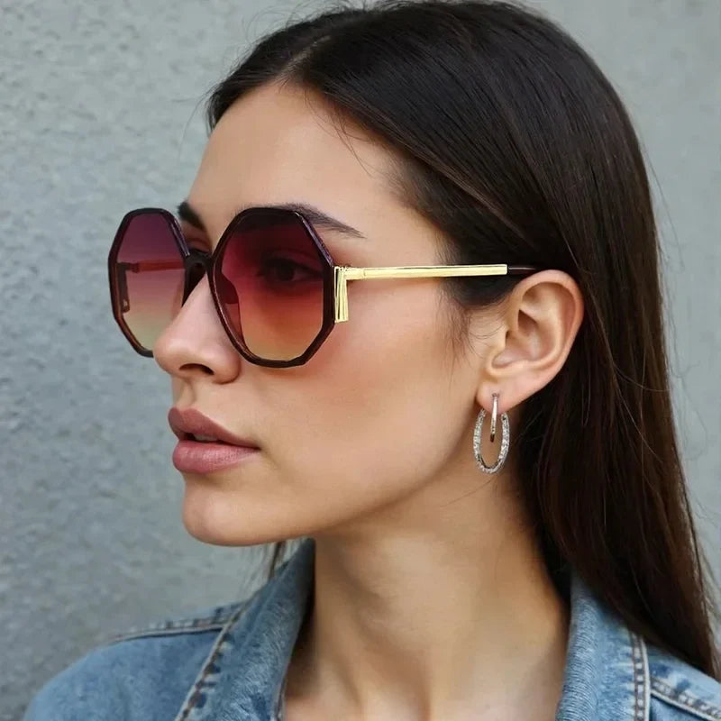 2026 New Sunglasses for Women Avant Garde Geometric Multi-color Gradient Frame Transparent Glasses