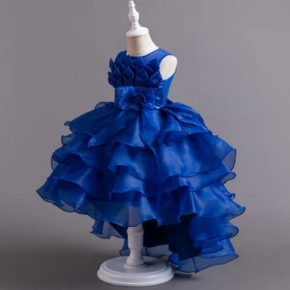 New Girls Elegant Princess Dress Embroidered Sequins Birthday Ball Evening Dress Party Fluffy Cake Dress 4-12 Years Old clothin