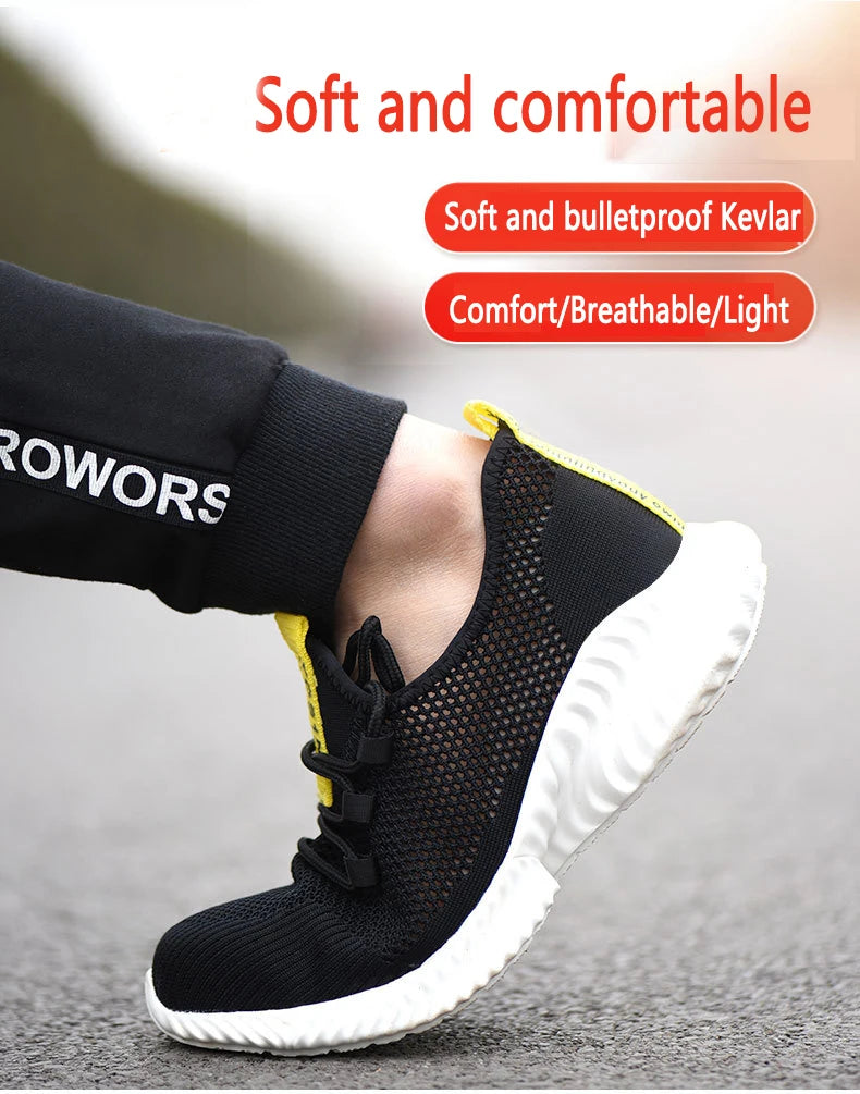 Work Boots Breathable Safety Shoes Men's Lightweight Summer Anti-Smashing Piercing Work Sandals Single Mesh Steel Toe Sneaker
