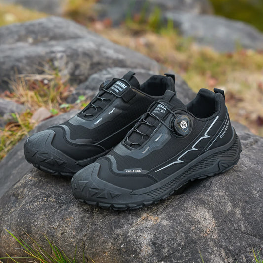 Men's Lightweight Casual Shoes Outdoor Running Shoes in Black Grey Khaki Sizes 39-48 PU Material with Canvas