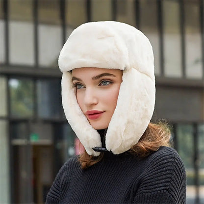 Women Men Thick Plush Windproof Winter Hat Russian Ushanka Snow Caps Bomber Hat
