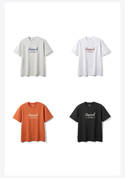2026 Summer New Oversize 230gsm Sorona Cool Feeling Fabric Men Fashion Letter Print Tops High Quality Tees