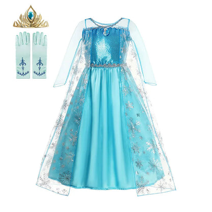 LED Girls Snow Kids Queen Costumes Girls Carnival Party Prom Gown Elsa Robe-Playing Children Princess Dress Birthday Dress