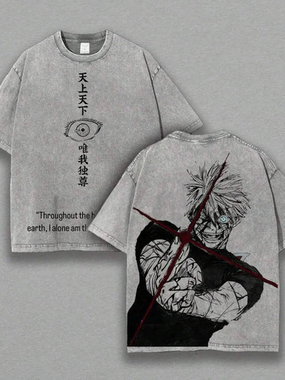 Gojo Satoru Graphic Tshirt Jujutsu Kaisen Manga Clothing For Men Women Cotton T-shirts Retro Washed Tee Harajuku Casual T Shirt