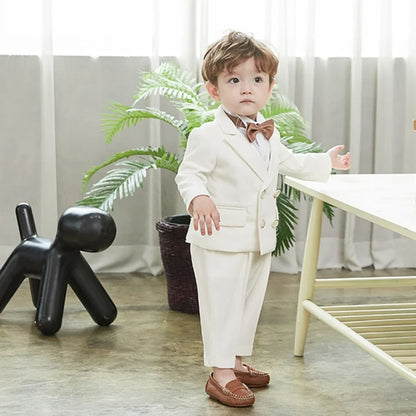 Boys Double Breasted Suits 2 Pieces Jacket Pants Wedding Birthday Party Wear,Notched Lapel Kids Tuxedo Sets Host Costumes