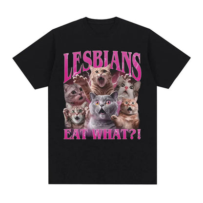 I Eat Cement Cursed Cat Funny Meme T Shirt for Men Women Fashion Casual Short Sleeve T Shirts Male Oversized Cotton T-shirt Tops