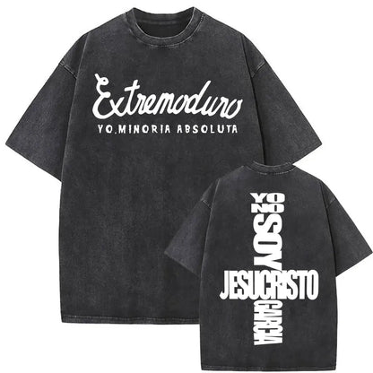 Rock Band EXTREMODURO Tour 2025 Vintage Washed T-shirt Men Women Fashion Hip Hop Street T Shirts Summer Loose Oversized T Shirt
