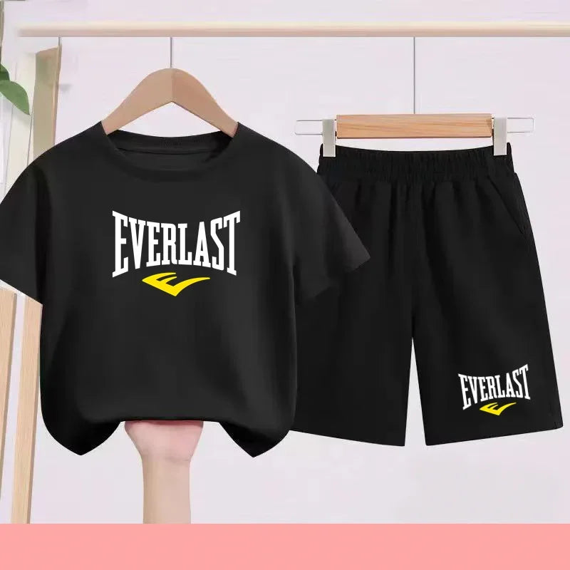 T-shirt d'été pour garçons et filles, manches courtes sportives pour enfants de 7 à 13 ans, pantalons à caractères, confortables
