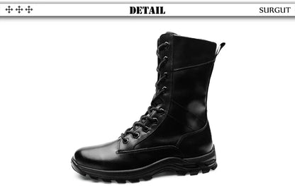 SURGUT High Top Style Snow Boots Men Warm Men Lace Up Tactical Boots Brand Fashion Winter Ankle Boots Leather Outdoor Footwear