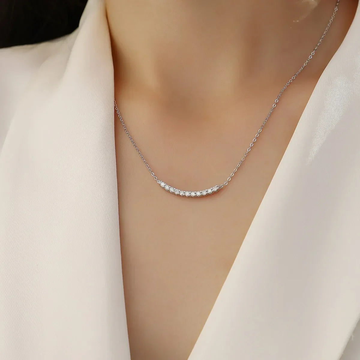 Full 0.065CT D Color Moissanite Pendant Necklace for Women Lady S925 Silver All Diamond Neck Chain Necklaces Wholesale Gift