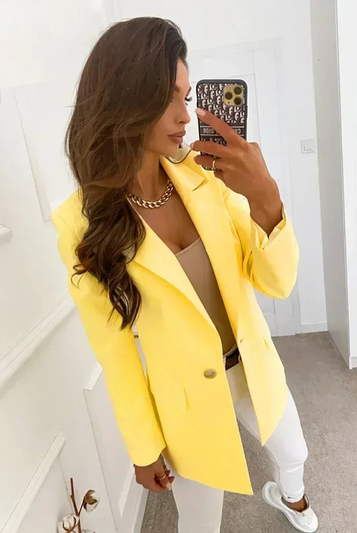 Women's S-2XL Plus Size New Style Temperament Long Sleeve Slim Fit Single Button Solid Coat Small Suit