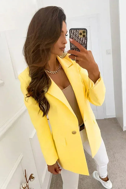 Women's S-2XL Plus Size New Style Temperament Long Sleeve Slim Fit Single Button Solid Coat Small Suit