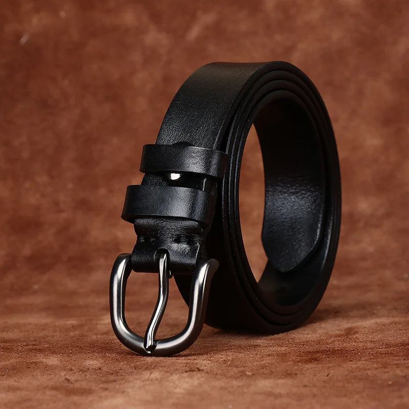 2.8CM Pure Cowhide Genuine Leather for Men's Women High Quality Jeans Needle Buckle Belts Cowboy Fashion Designer Matching Belt